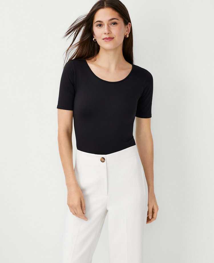 Black Scoop-Neck Top  Scoop neck top, Nice tops, Scoop neck