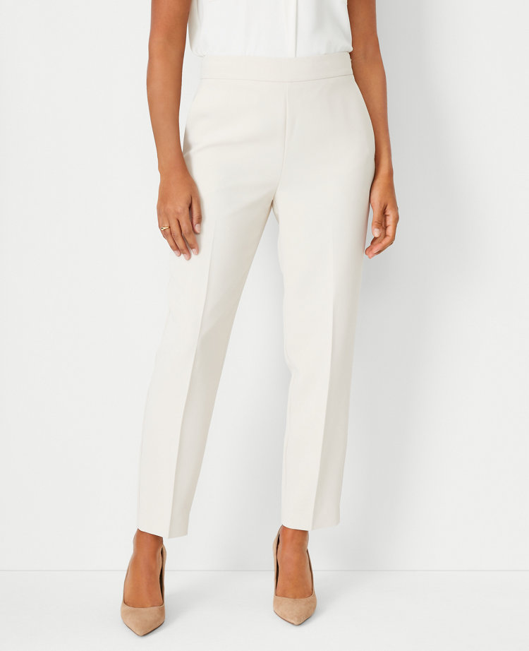 Flat front side store zip ankle pants