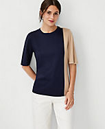 Colorblock Elbow Sleeve Top carousel Product Image 1