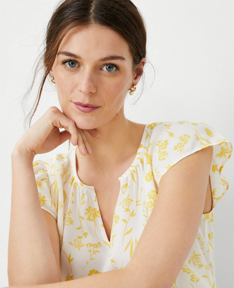 Ruffle Sleeve Split Neck main image 1