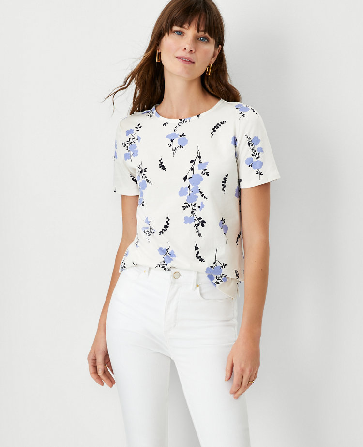 Fundamental Pima Cotton Stripe Vee Tee - Pinknavy