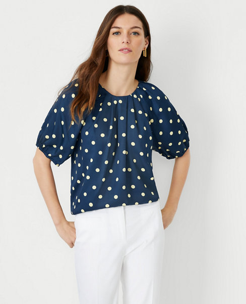 Dotted Pleat Neck Top