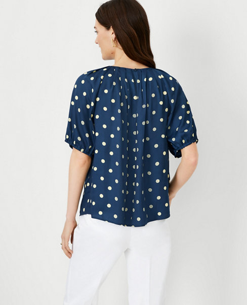 Dotted Pleat Neck Top