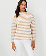 Geo Mock Neck Button Cuff Top carousel Product Image 3