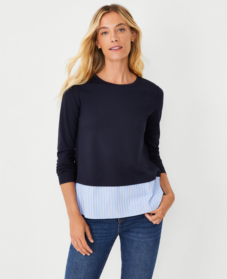 Stripe Layered Mixed Media Top