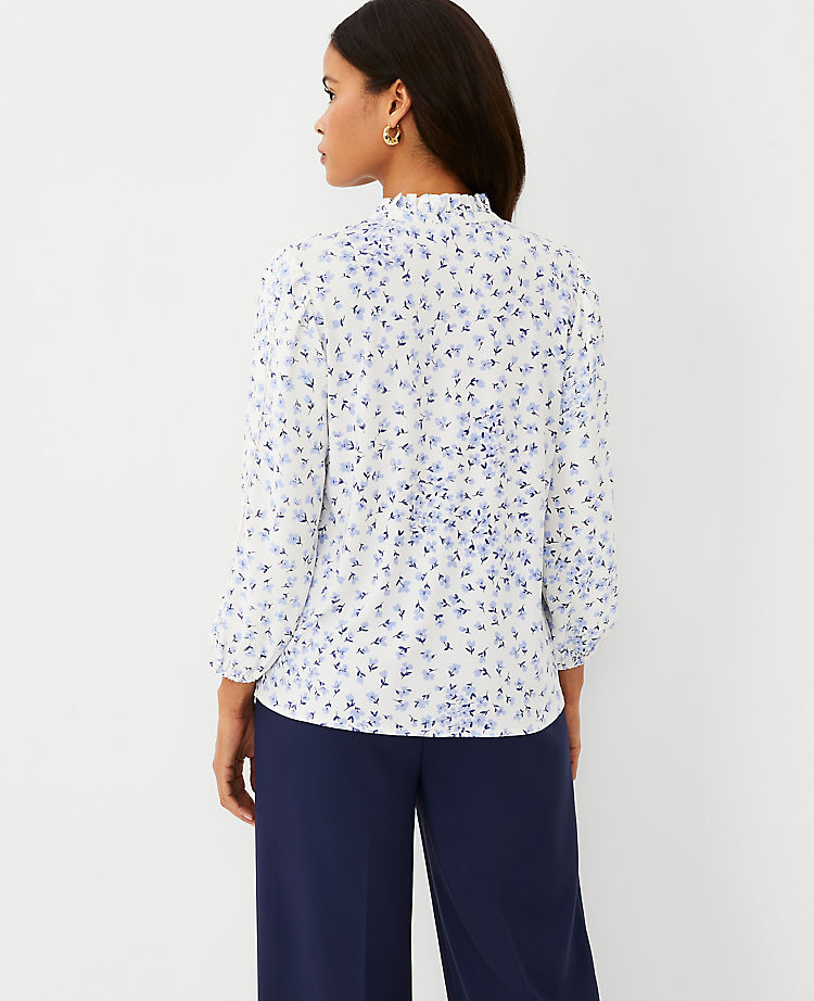 Floral Pintucked Mixed Media Top