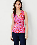 Floral Refined Stretch Sleeveless Wrap Top carousel Product Image 1