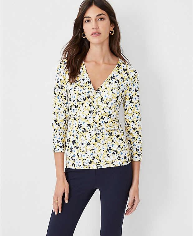 Floral Refined Stretch Wrap Top