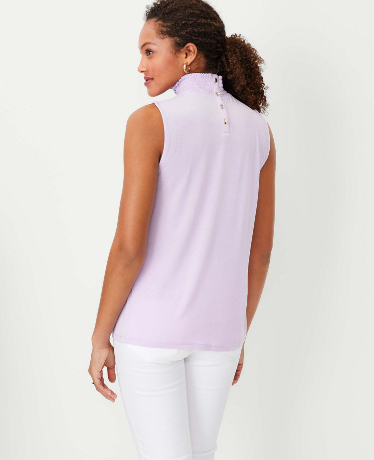 Smocked Neck Shell