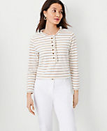 Striped Ruffle Neck Button Top carousel Product Image 1