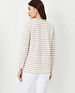 Striped Ruffle Neck Button Top carousel Product Image 2
