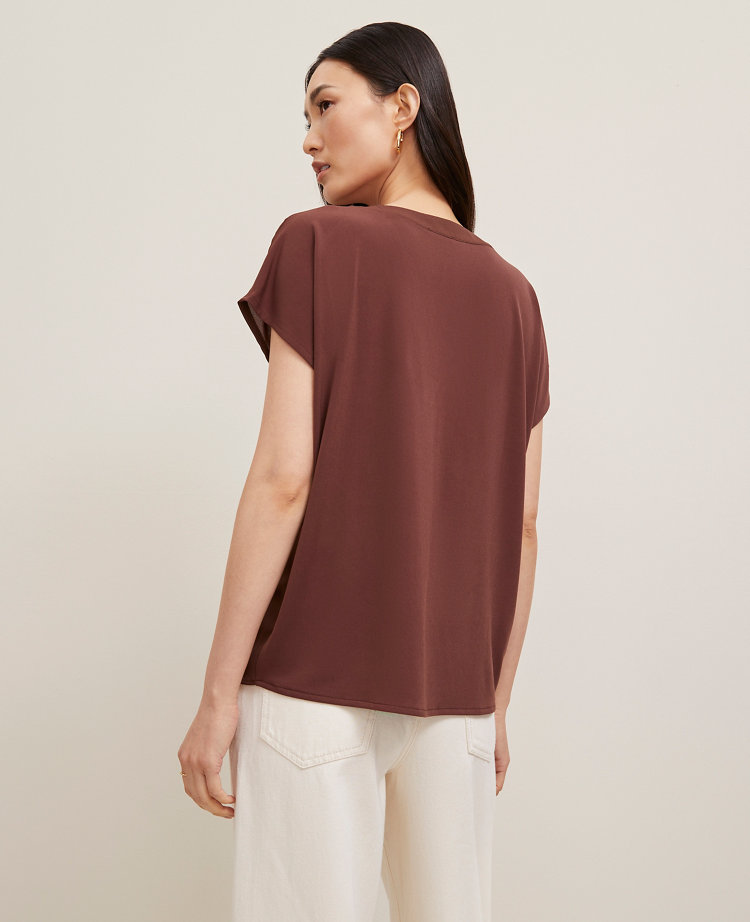 Mixed Media Pleat Front Top