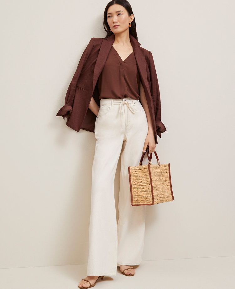 Mixed Media Pleat Front Top