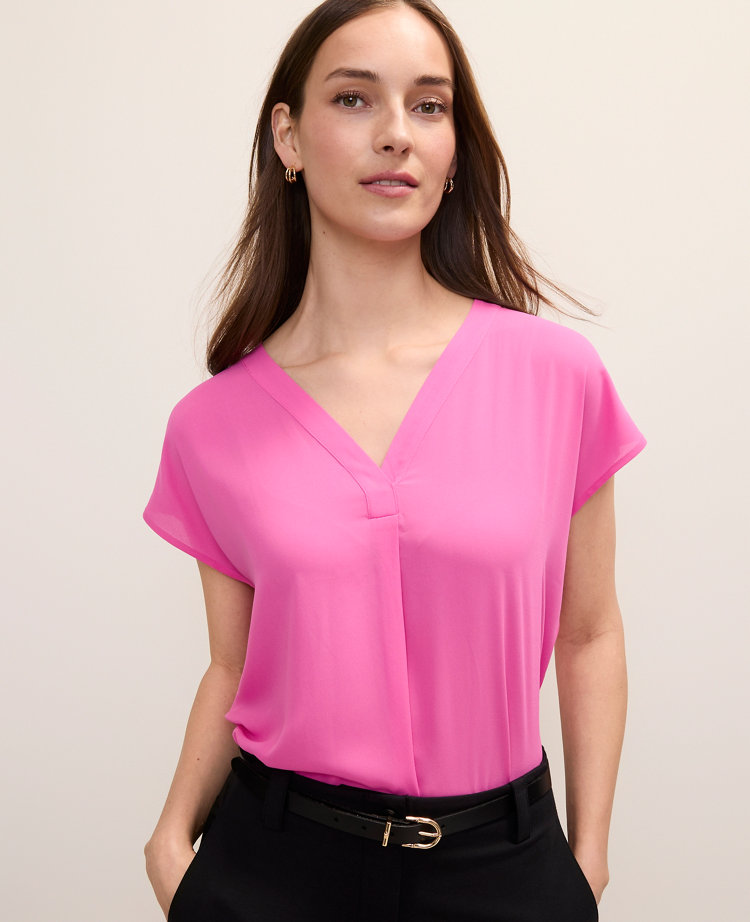 Mixed Media Pleat Front Top
