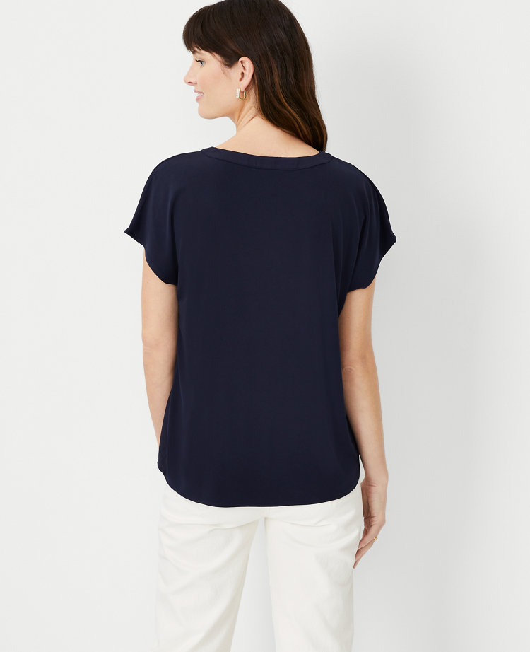 Mixed Media Pleat Front Top