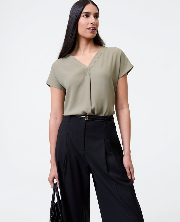 Mixed Media Pleat Front Top
