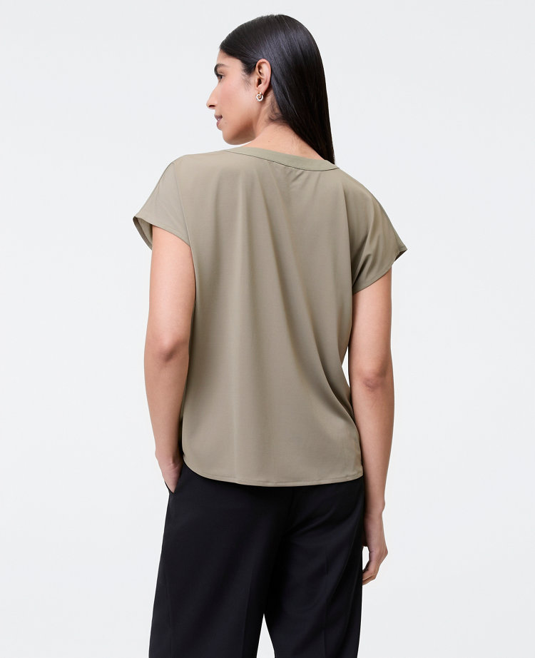 Mixed Media Pleat Front Top