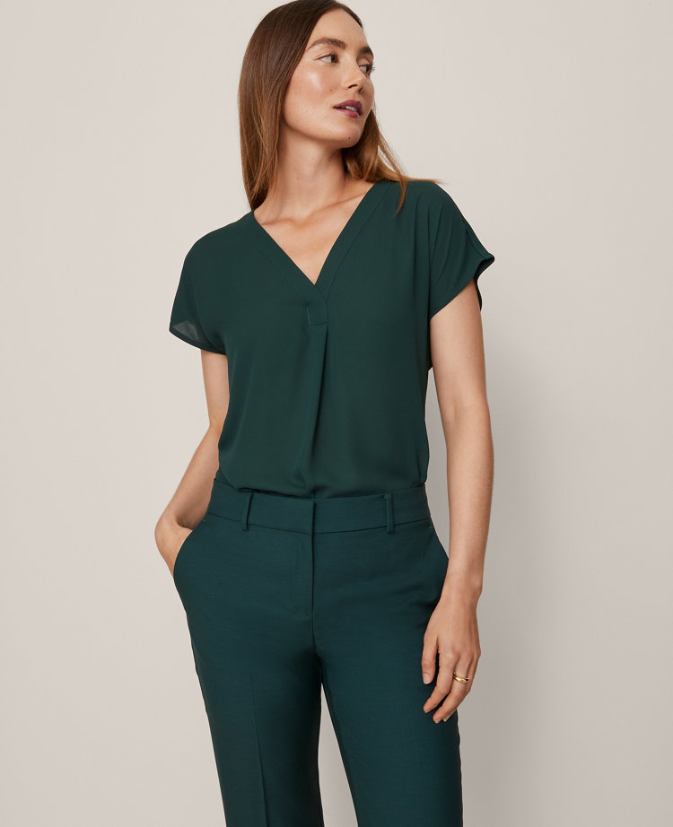 Mixed Media Pleat Front Top