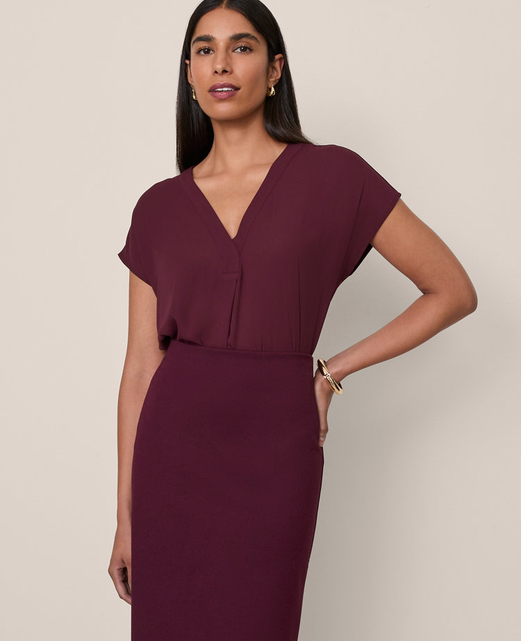 Mixed Media Pleat Front Top
