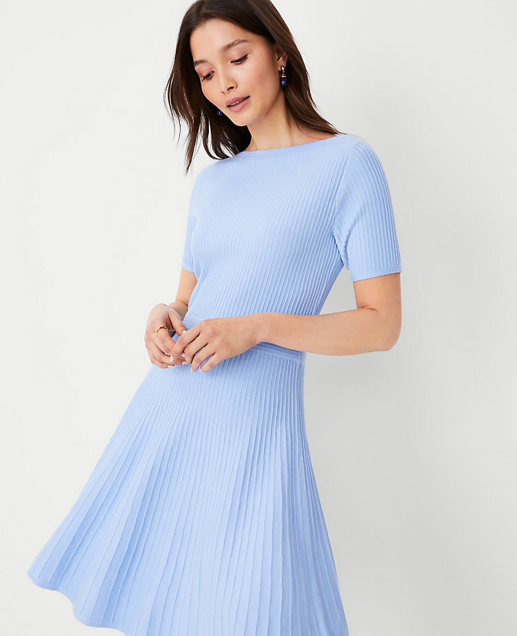 Ribbed Flare Sweater Dress