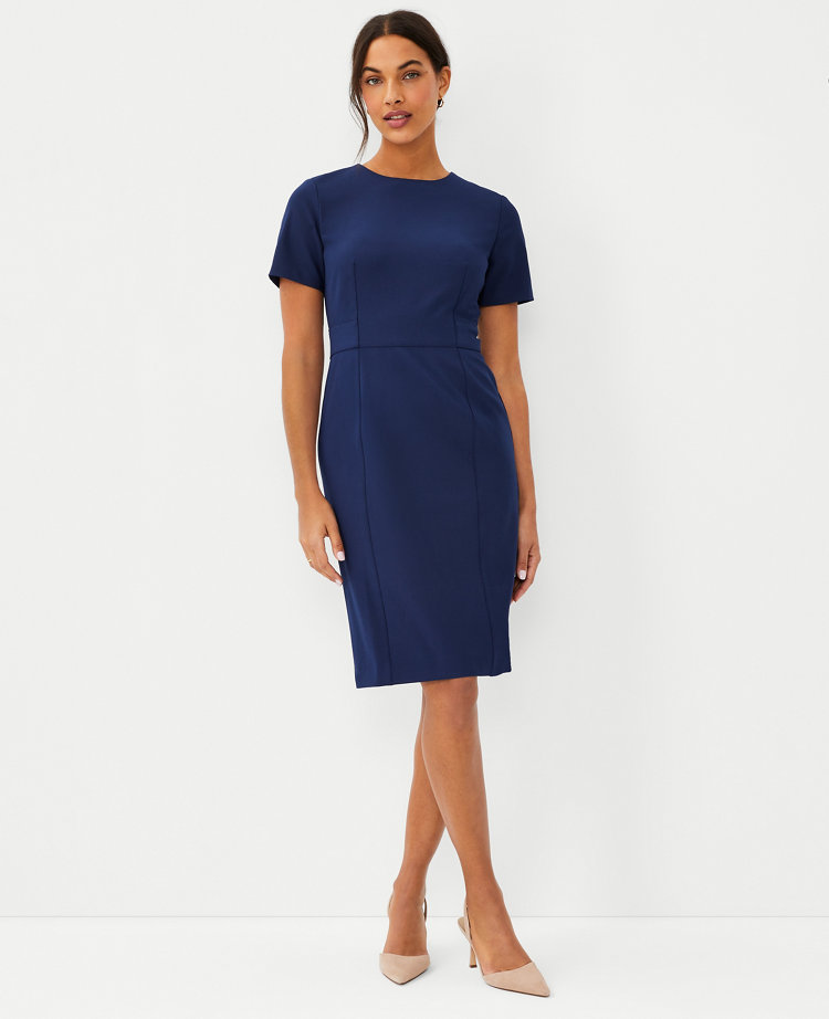 The Short Sleeve Sheath Dress in Bi-Stretch - Curvy Fit