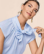 Striped Tie Mock Neck Top carousel Product Image 4