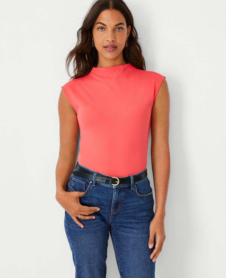 Refined Stretch Mock Neck Top