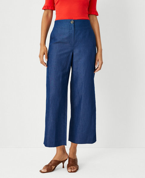 The Kate Wide Leg Crop Pant in Chambray