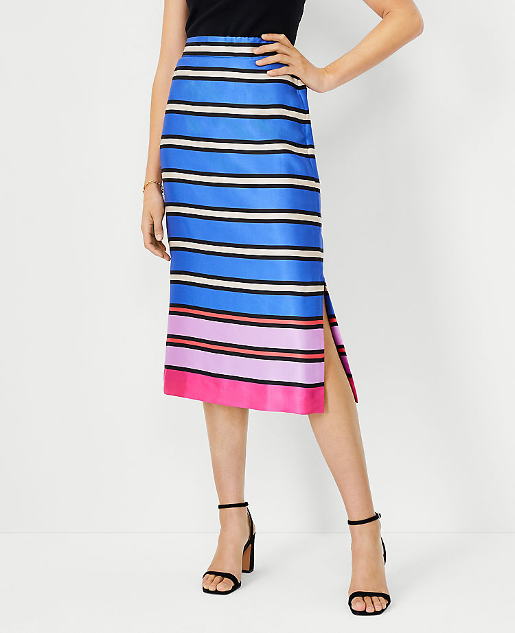 Striped Easy Pull On Pencil Skirt