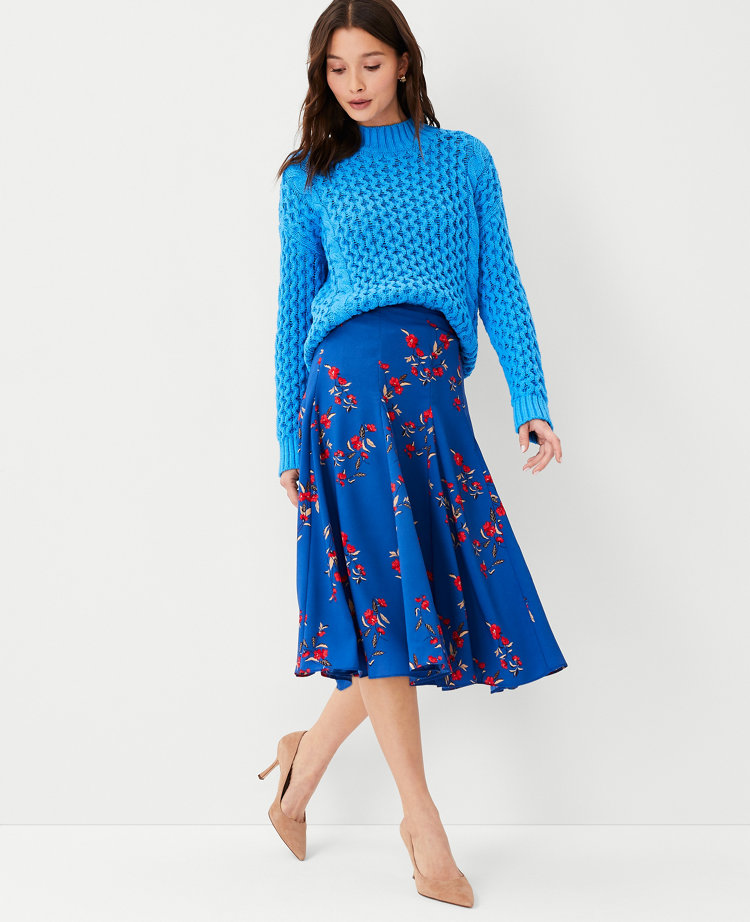 Petite Floral Seamed Skirt