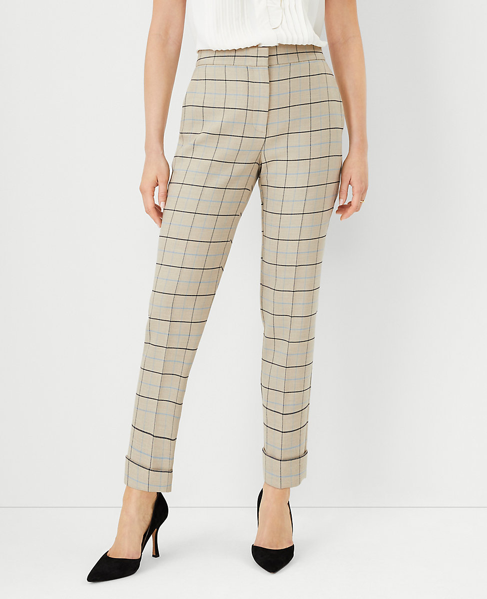 The Petite High Rise Eva Ankle Pant in Plaid