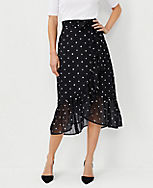 Floral Embroidered Flounce Wrap Midi Skirt carousel Product Image 1