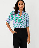 Petite Floral Ruffle Button Top carousel Product Image 1