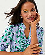 Petite Floral Ruffle Button Top carousel Product Image 3