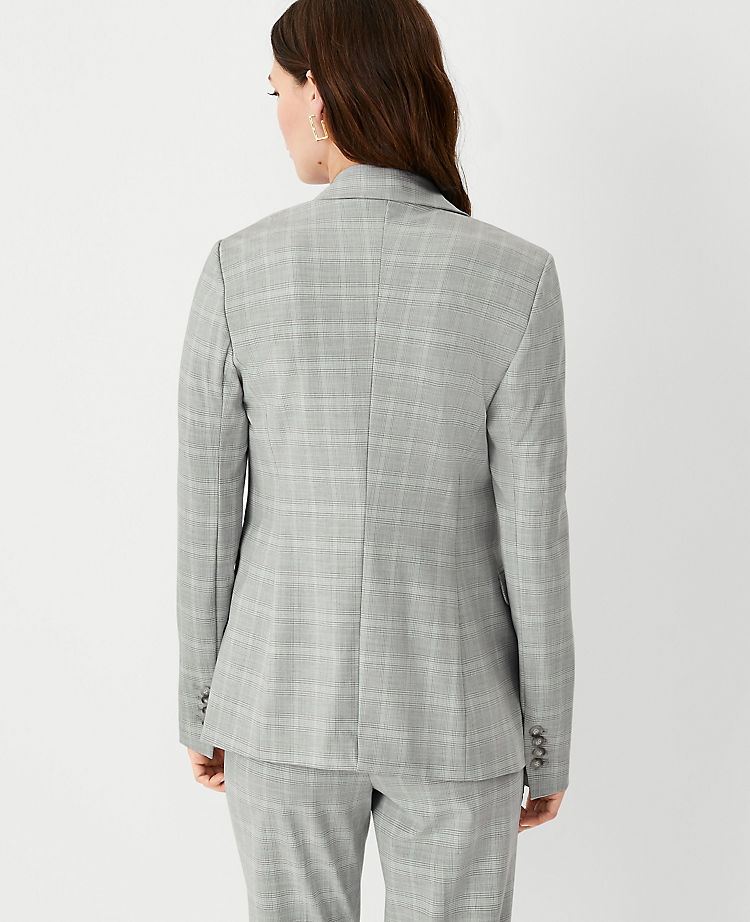 The Tall Notched One Button Blazer in Plaid