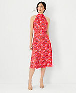 Floral Tie Neck Flare Dress carousel Product Image 1