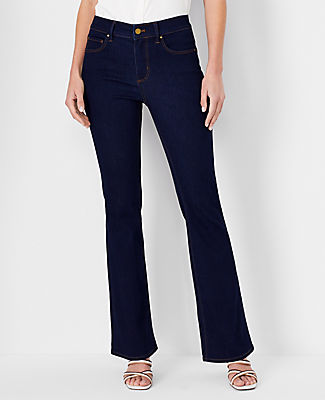 Ann Taylor Sculpting Pocket Mid Rise Boot Cut Jeans In Rinse Wash