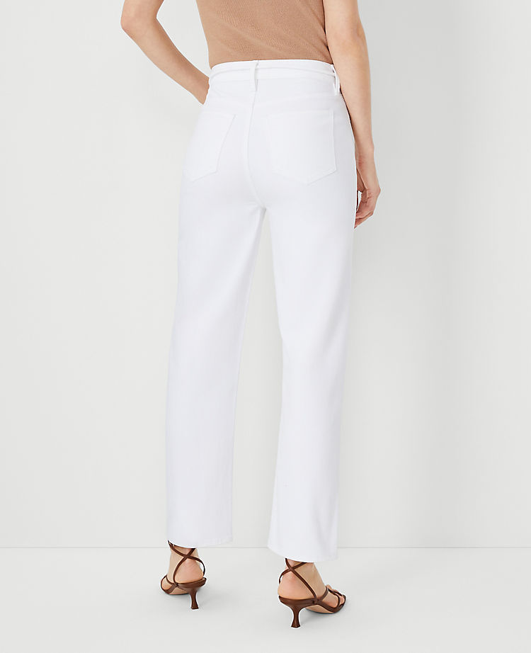 Belted Sculpting Pocket High Rise Straight Jeans in White