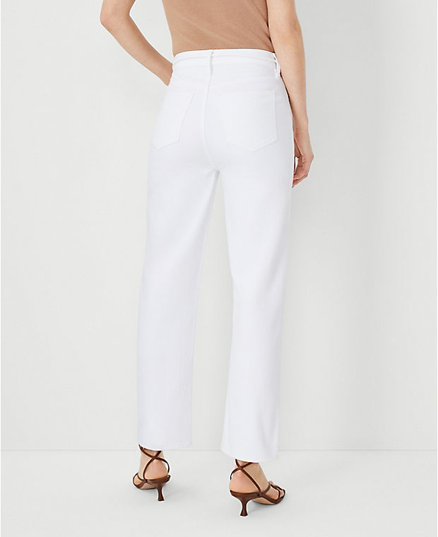 Belted Sculpting Pocket High Rise Straight Jeans in White