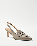 Penny Loafer Suede Slingback Pumps carousel Product Image 1