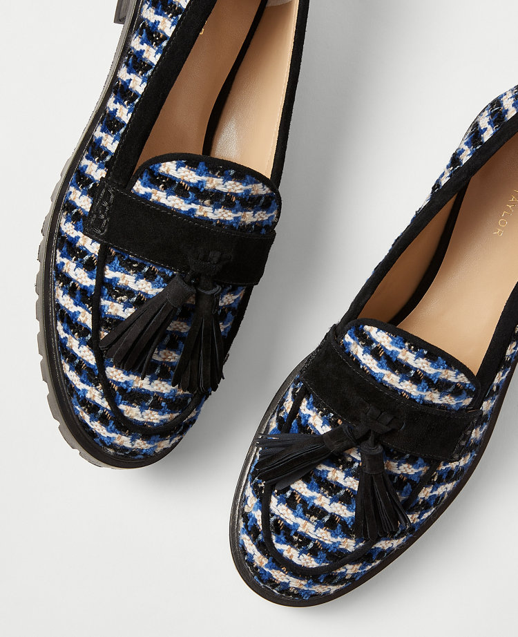 tweed loafers womens