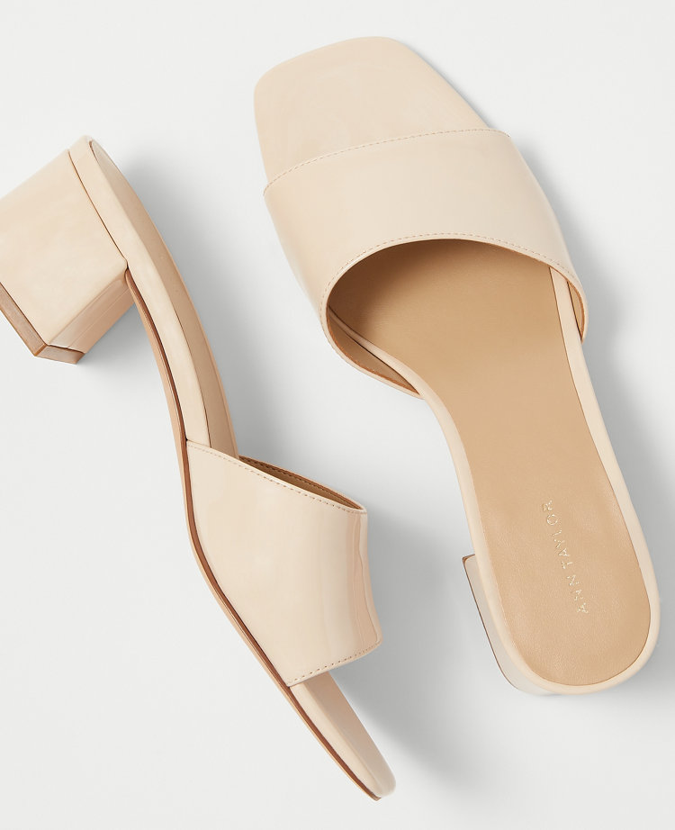 Patent Block Heel Mule Sandals