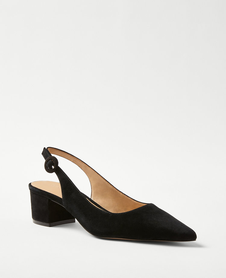 black suede slingback pumps