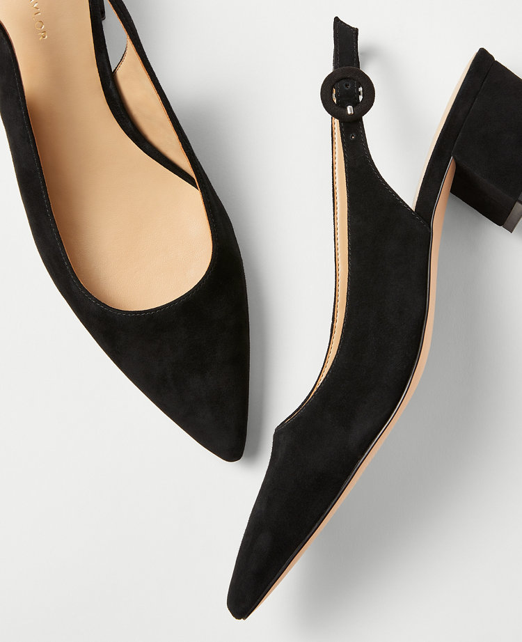 black suede slingback pumps