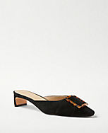Tortoiseshell Print Buckle Suede Mule Pumps carousel Product Image 1