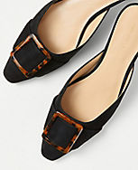Tortoiseshell Print Buckle Suede Mule Pumps carousel Product Image 2