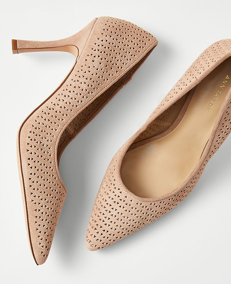 Mila Perforated Suede Pumps