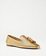 Perforated Metallic Leather Tassel Loafer Flats carousel Product Image 1