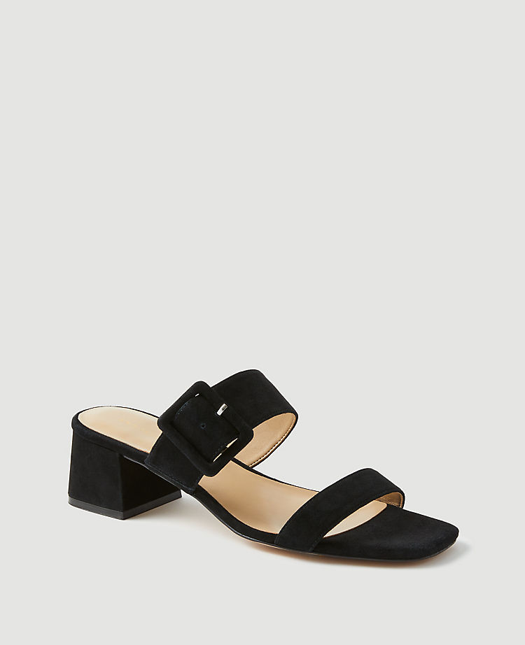 Suede Two Strap Buckle Sandals