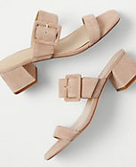 Suede Two Strap Buckle Sandals carousel Product Image 2